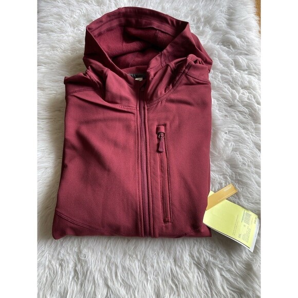 All in Motion 2XL Woven Fleece Maroon Jacket with Zipper Pockets Hood NWT - Picture 1 of 10